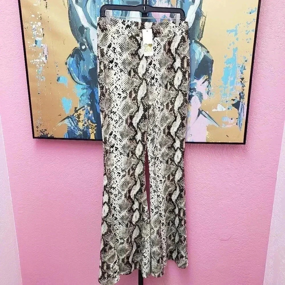Peace Love Cake Snakeskin Bell Bottom Pant - Picture 1 of 5